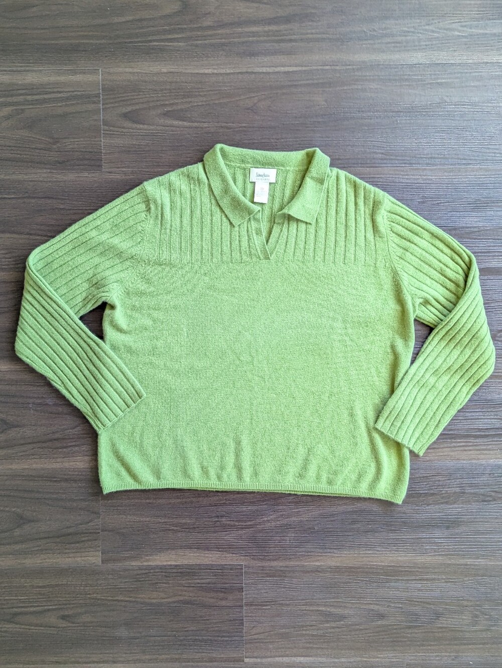 Neiman Marcus 100% Cashmere Sweater Plus Size 3XL Sage Green Quiet Luxury Preppy